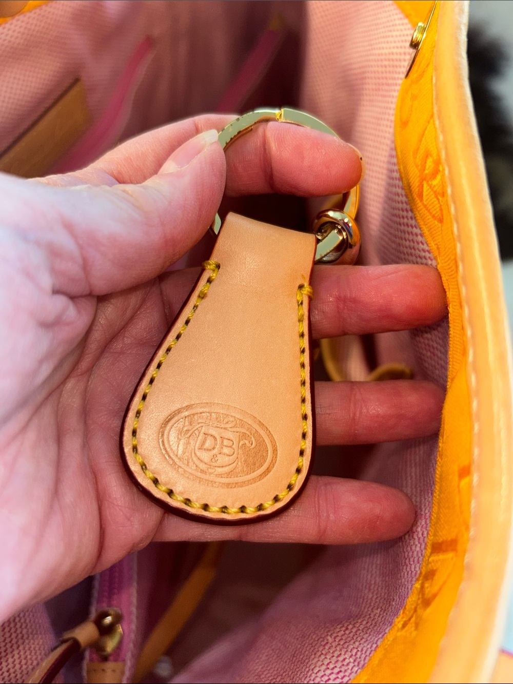 Dooney & Bourke Yellow Tote with Tan Trim and Matching Pouch 17”x 6.25”x 12” NWT - Picture 8 of 10